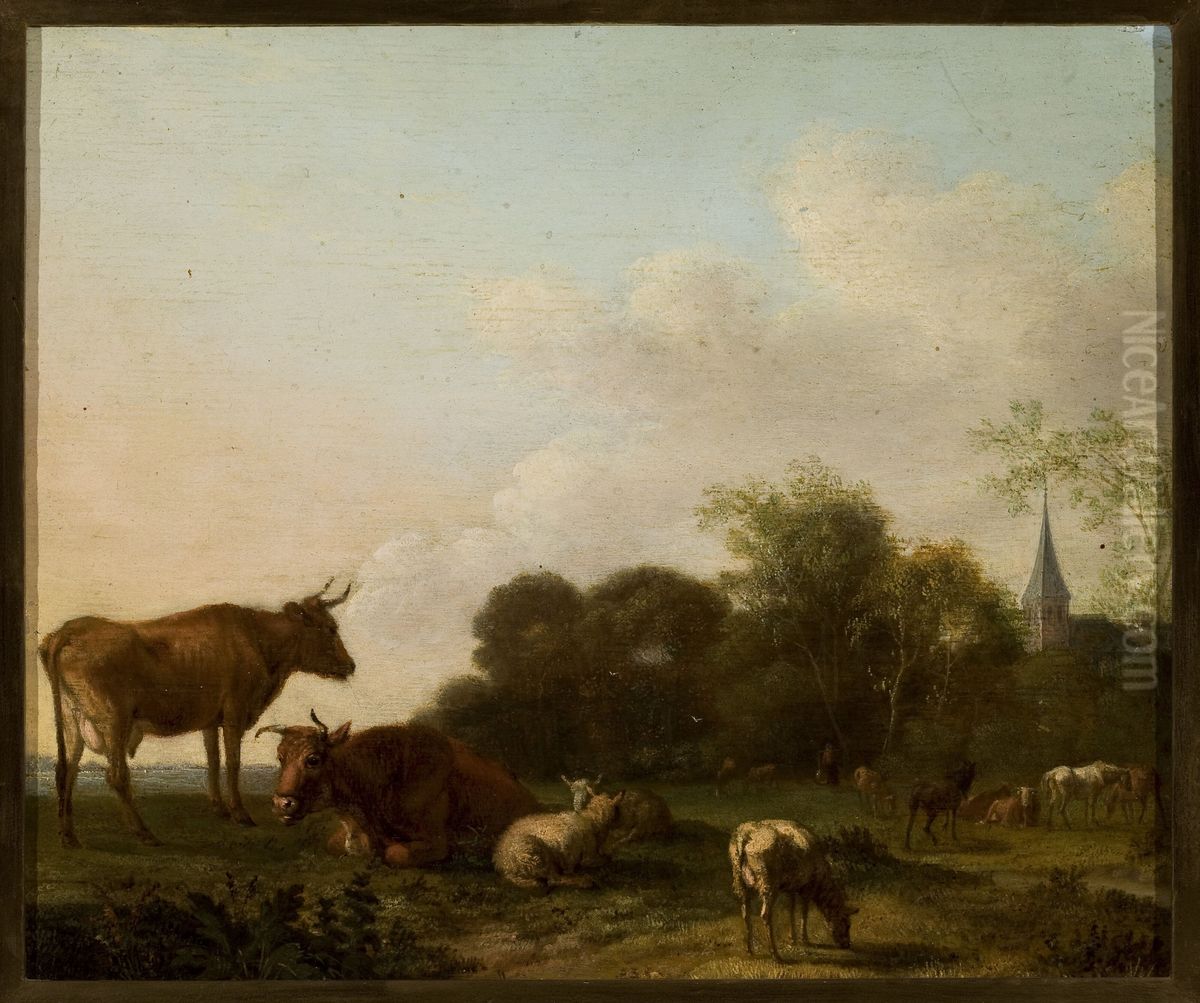Pasture Oil Painting by Adriaen Van De Velde