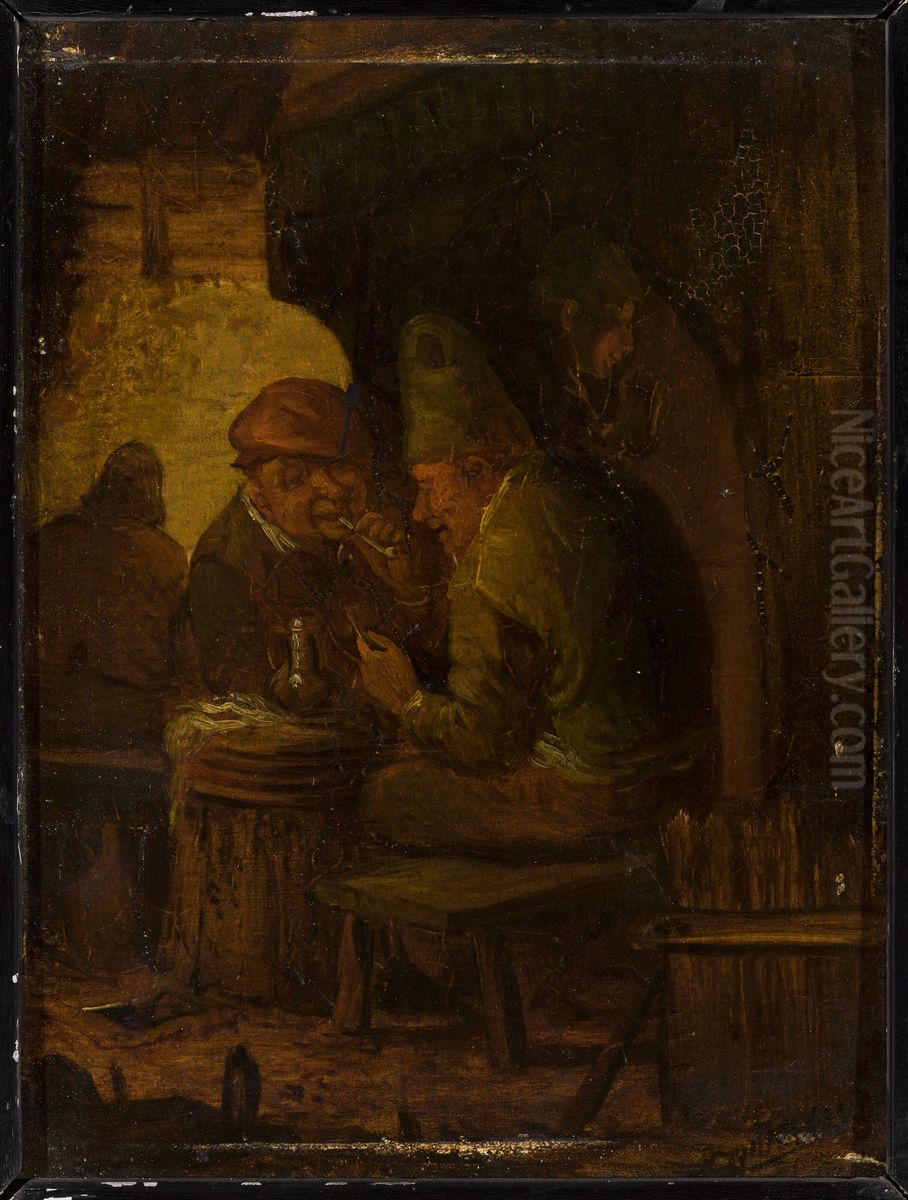 Smokers in a tavern Oil Painting by Adriaen Brouwer