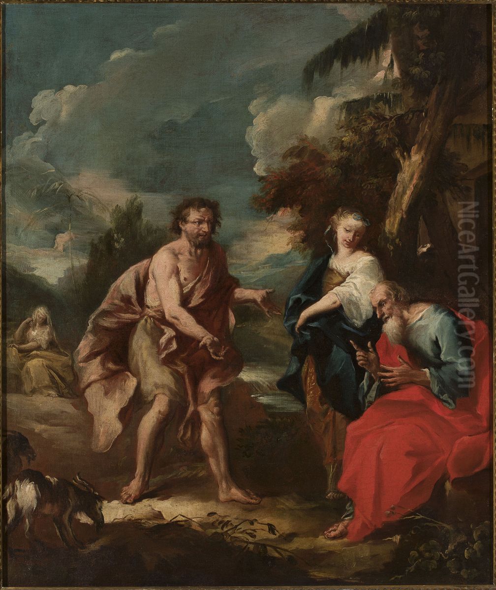 Jacob and Rachel Oil Painting by Antoine Coypel