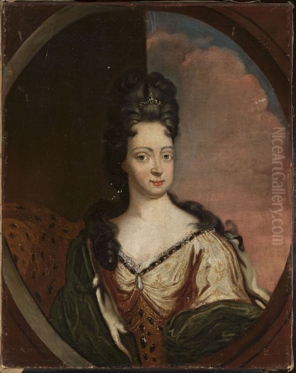 Elisabeth Christine of Brunswick-Wolfenbuttel (1691-1750), wife of emperor Charles VI, against clouds Oil Painting by Martin Van Meytens
