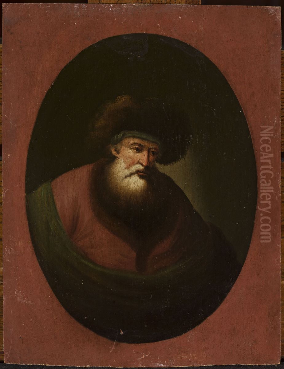 Old man with green fabric Oil Painting by Christian Wilhelm Ernst Dietrich