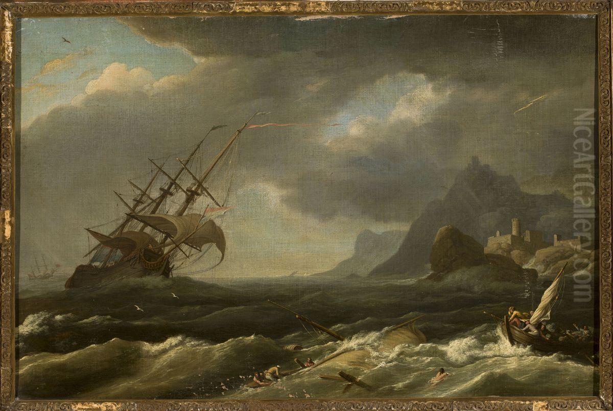 Castaways during a sea storm Oil Painting by Joseph Vernet