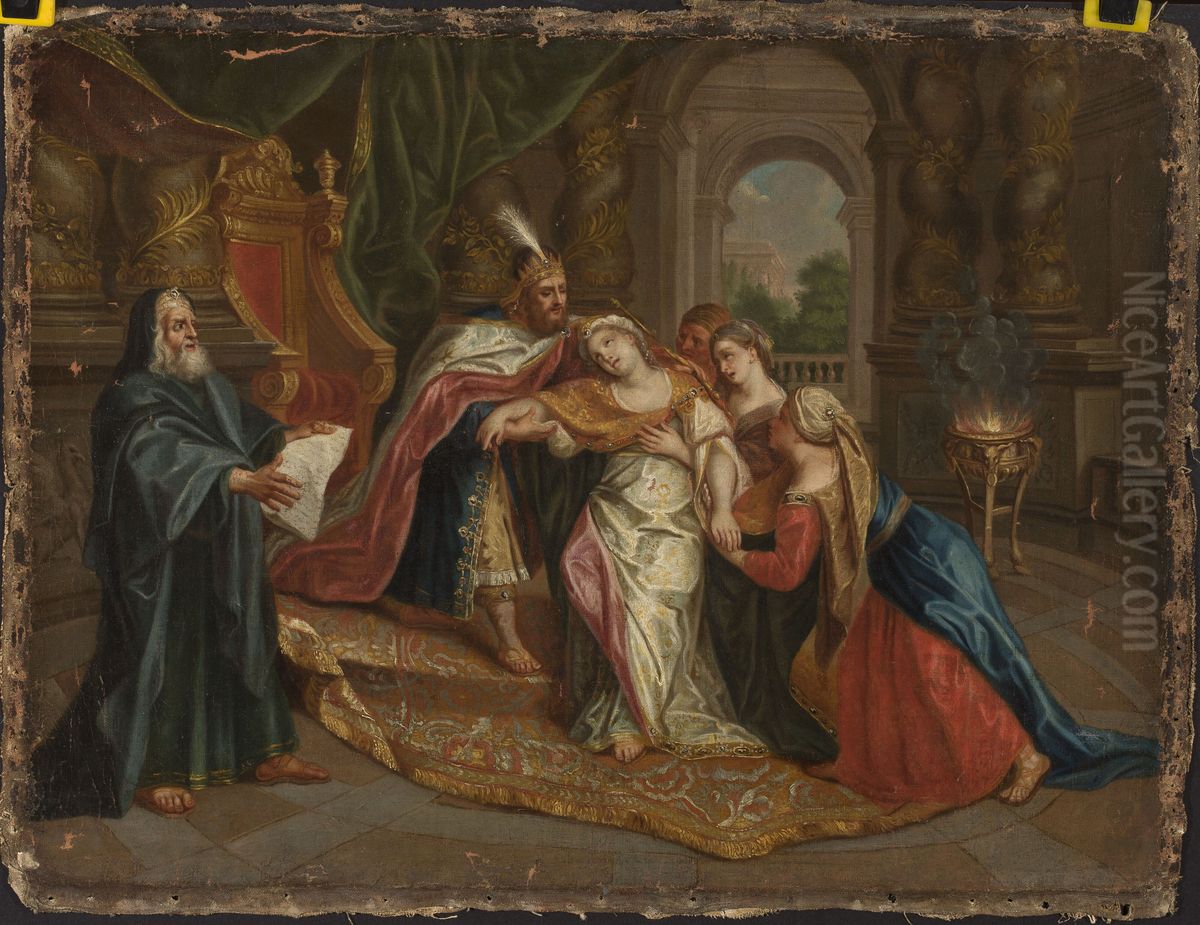 Esther and Ahasuerus Oil Painting by Antoine Coypel
