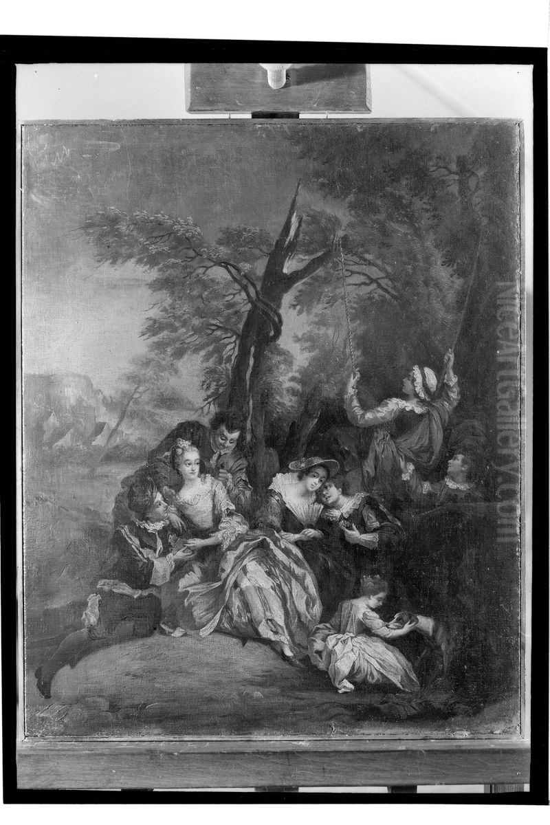 Swing (La conversation interessante) Oil Painting by Jean-Baptiste Pater
