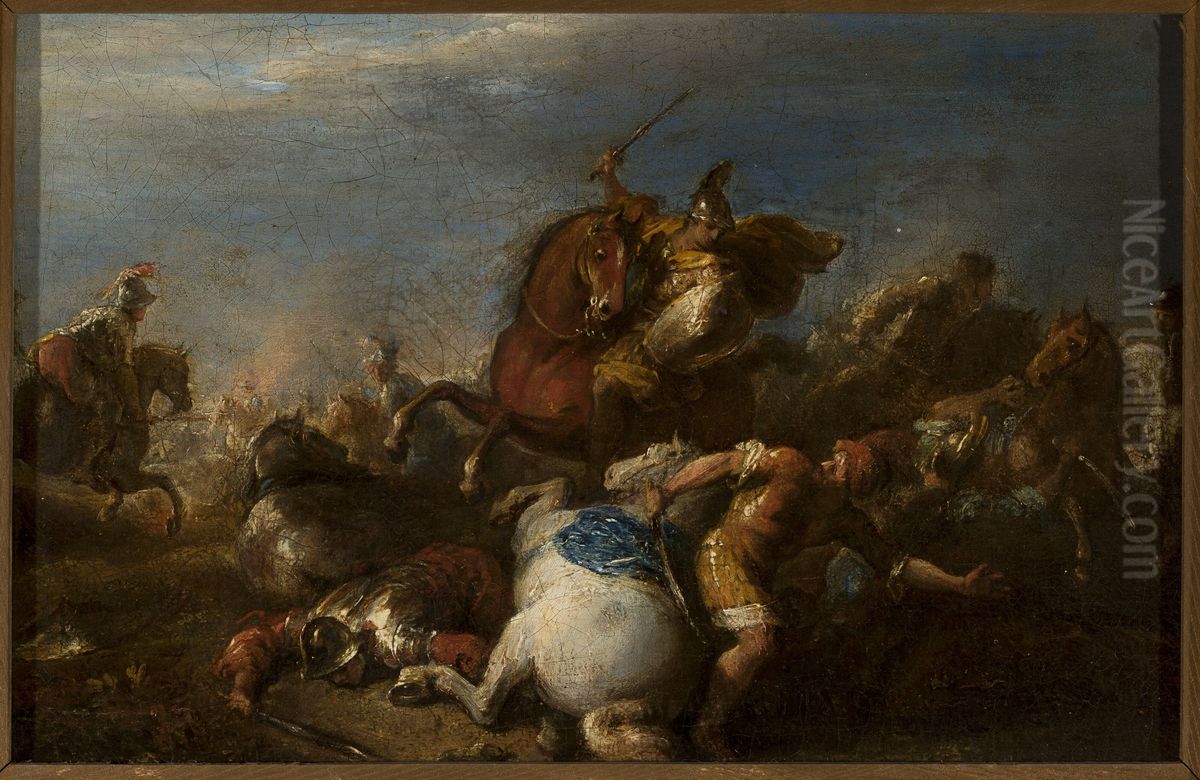 Battle Oil Painting by Martin Johann Schmidt