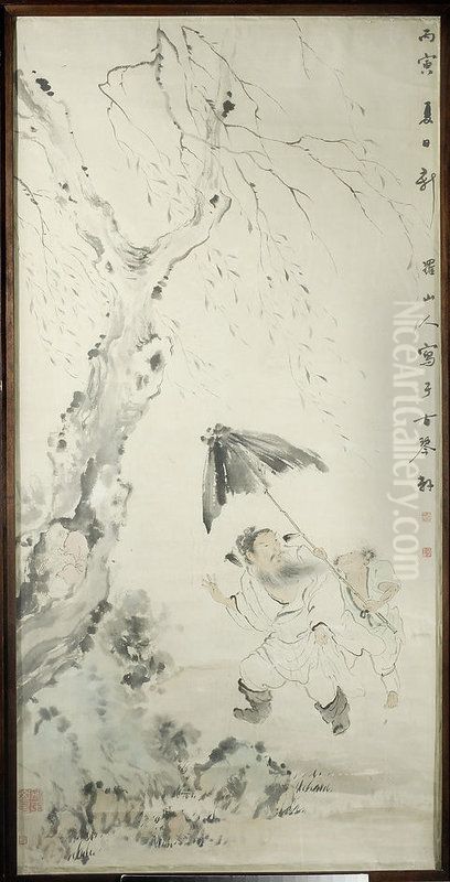 Pijany Zhong Kui - Wladca demonow Oil Painting by Hua Yan