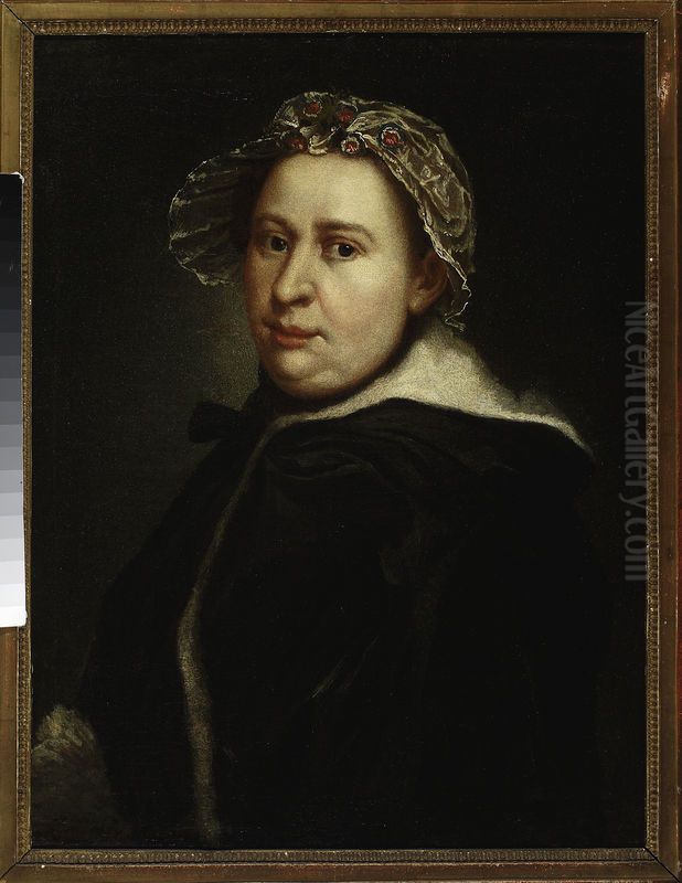 Portrait of Zuzanna Poltz nee Link, wife of Daniel - court painter of Augustus III Oil Painting by Augustyn Mirys