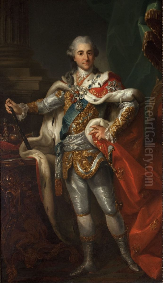 Portrait of Stanislaw August Poniatowski in the coronation costume Oil Painting by Marcello Bacciarelli