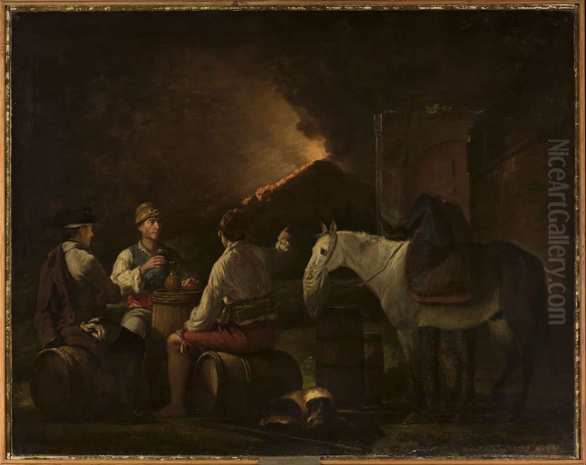 Drinking wine Oil Painting by Martin Ferdinand Quadal