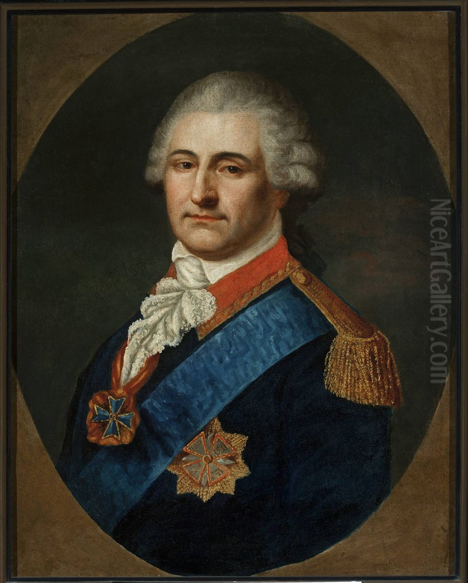 Portrait of Stanislaw August Poniatowski in the general's uniform Oil Painting by Johann Baptist von Lampi the Elder