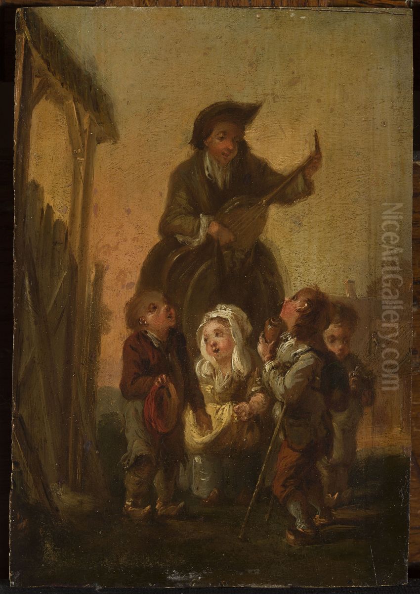 Musician among children Oil Painting by Martin Drolling