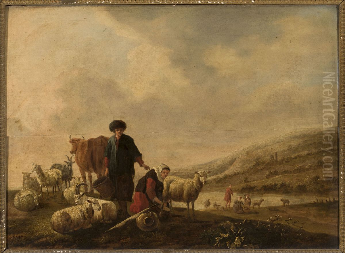Pastoral scene Oil Painting by Jacob van Strij