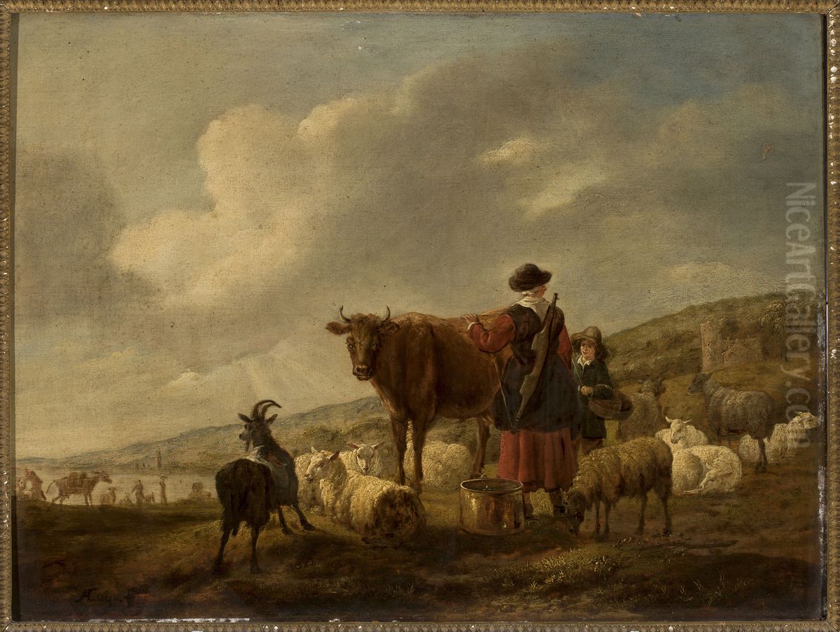 Pastoral scene Oil Painting by Jacob van Strij