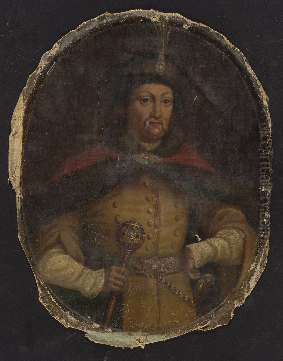 Portrait of a man in a Polish costume Oil Painting by Jerzy Siemiginowski-Eleuter