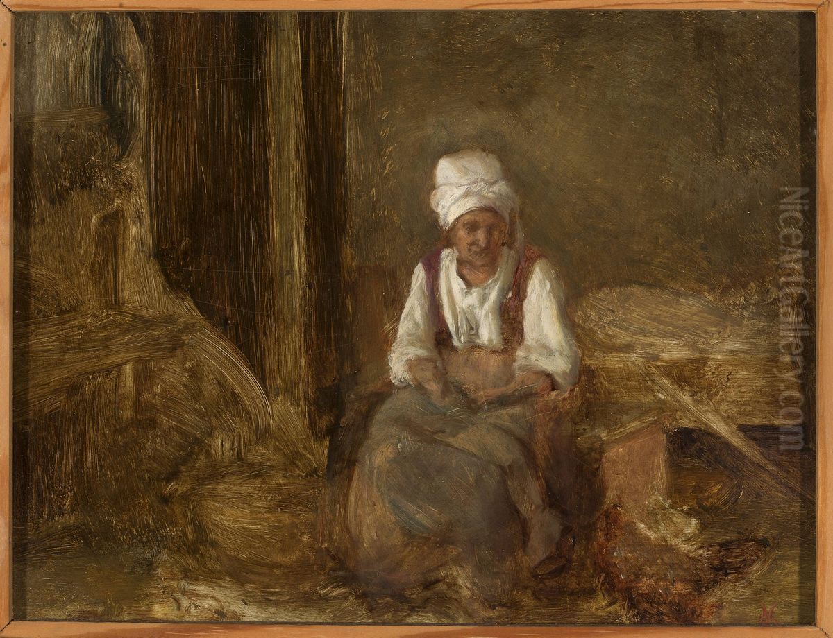 Old woman indoors Oil Painting by Aleksander Kotsis