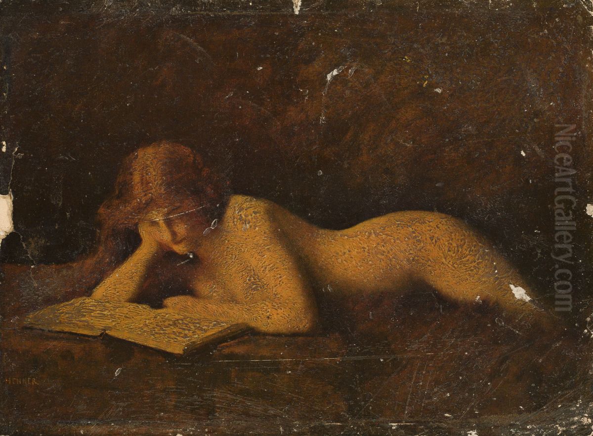 Reading woman Oil Painting by Jean-Jacques Henner