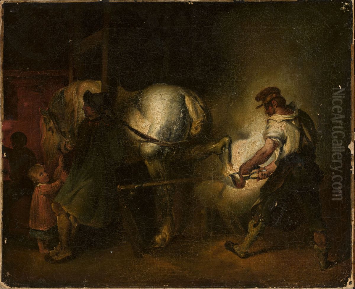 Flemish farrier Oil Painting by Leon Cogniet