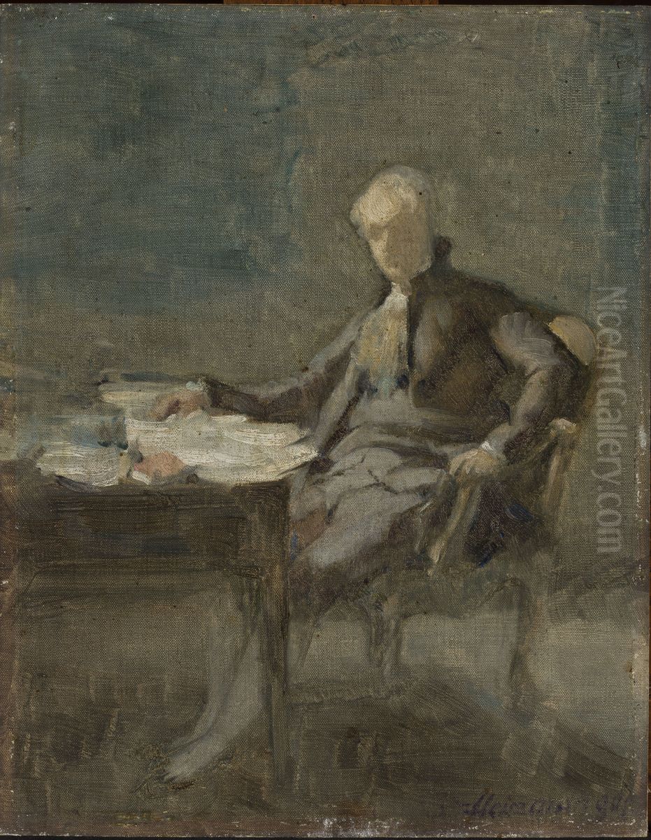 Portrait of a man in the 18th-century costume Oil Painting by Domenico Morelli