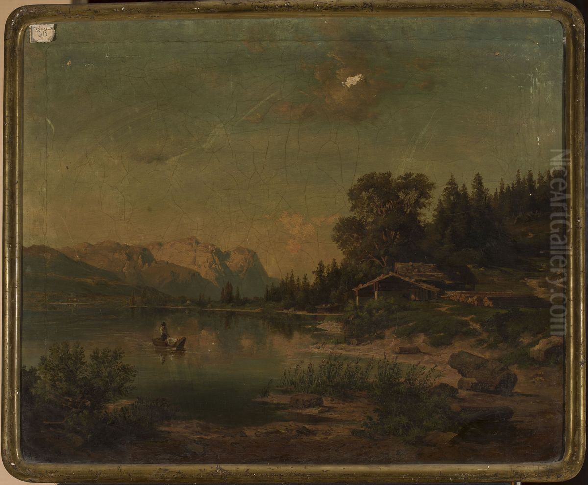 Lake in the mountains Oil Painting by Karl Muller