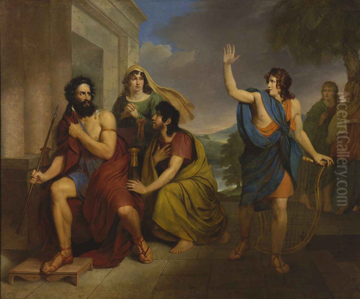 Saul's anger at David Oil Painting by Antoni Brodowski