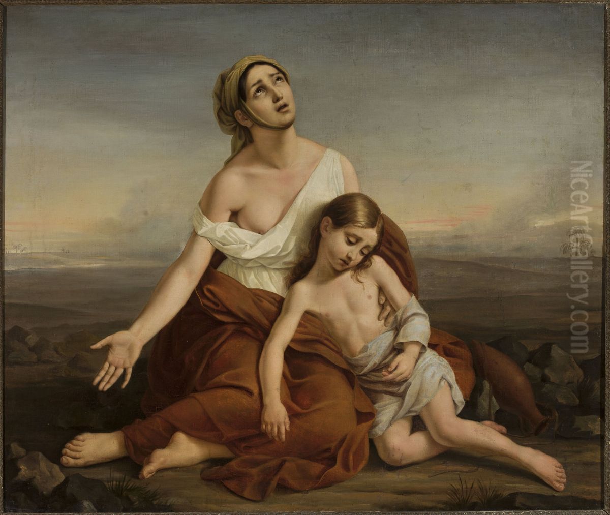 Hagar in the desert Oil Painting by Vincenzo Camuccini