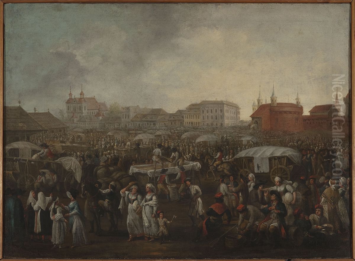 Kleparz marketplace Oil Painting by Michal Stachowicz