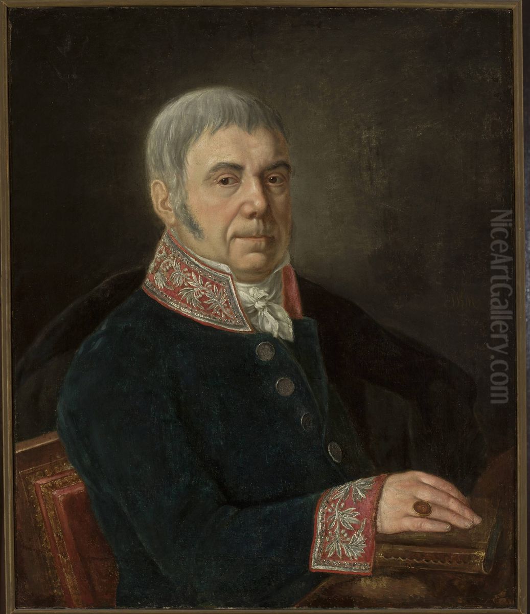 Portrait of Augustyn Minasowicz, painter's father Oil Painting by Jan Minasowicz