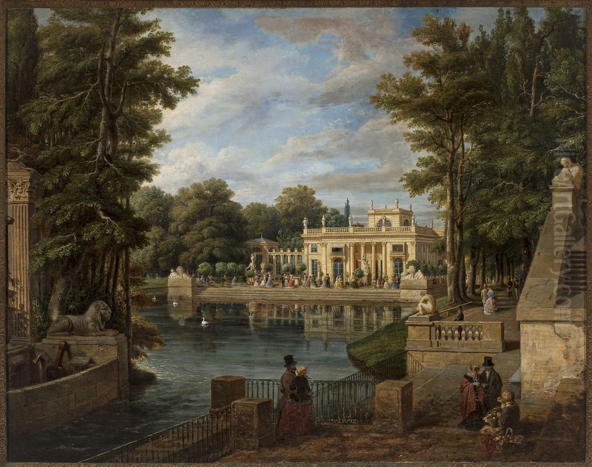 View of the Lazienki Palace in summer Oil Painting by Marcin Zaleski