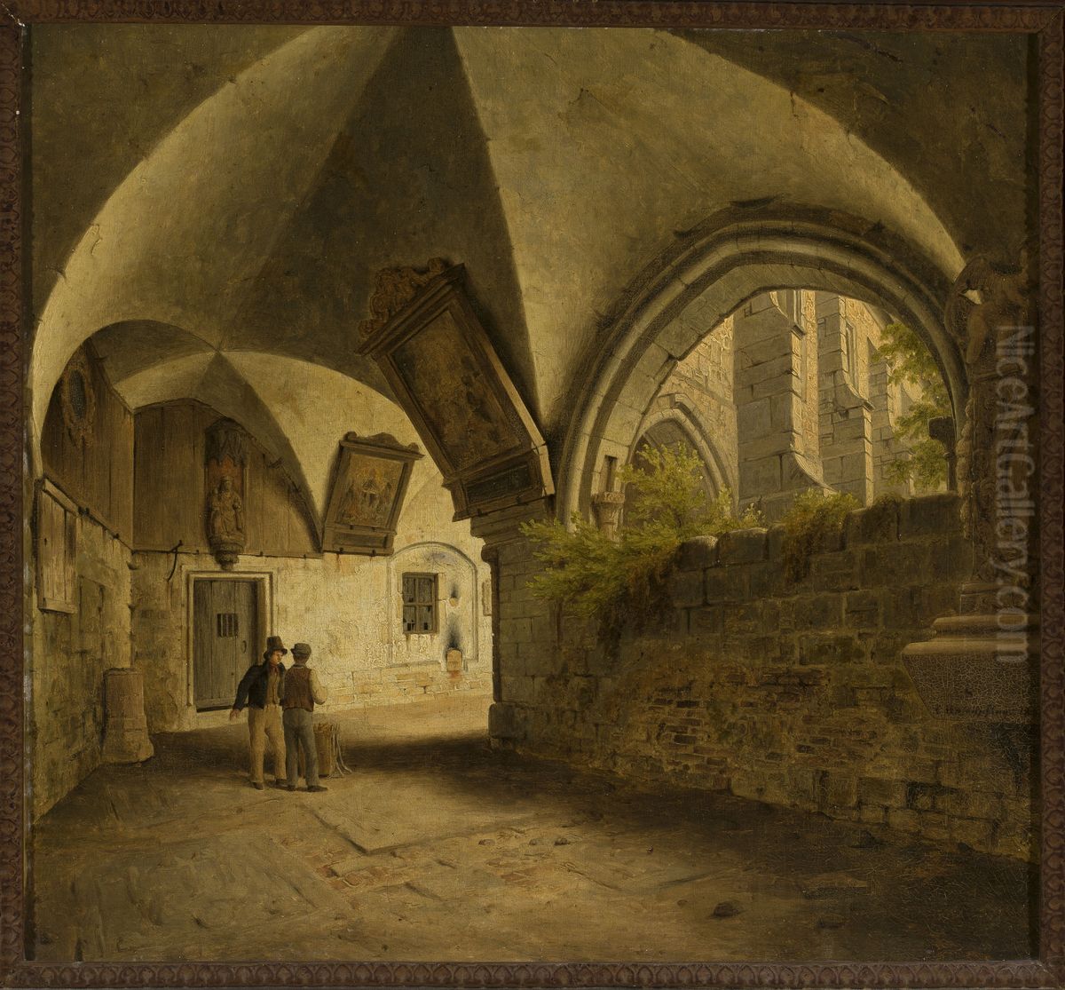 Cloister of the Halberstadt Cathedral Oil Painting by Carl Hasenpflug