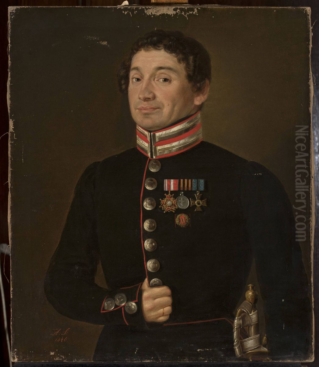 Portrait of a Russian military official Oil Painting by Aleksander Stankiewicz