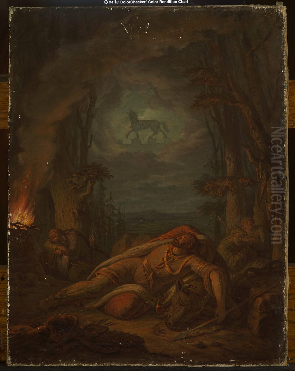 Dream of Gediminas about the Iron Wolf Oil Painting by Aleksander Lesser
