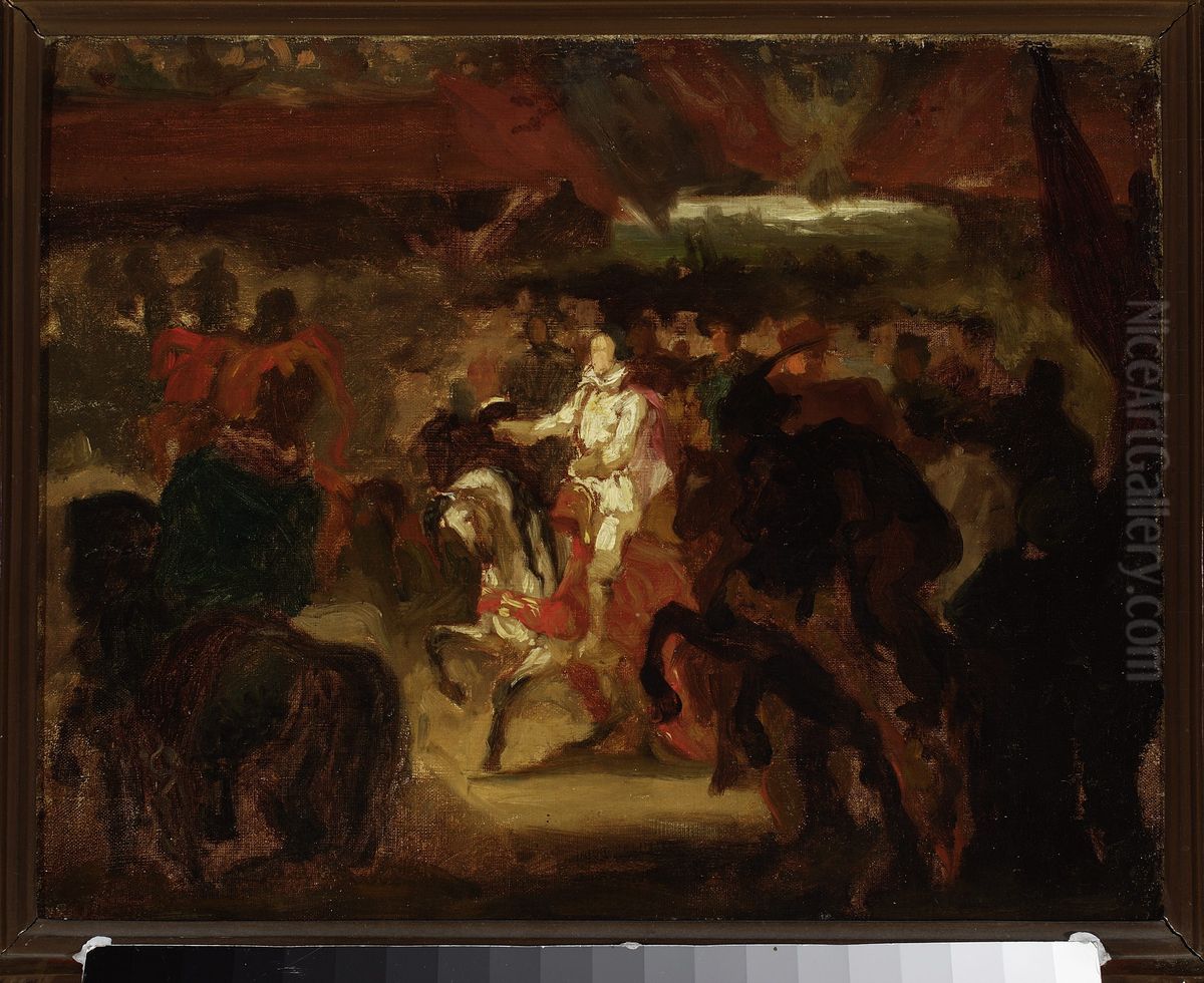 Entry of Henry of Valois to Krakow, sketch Oil Painting by Henryk Rodakowski