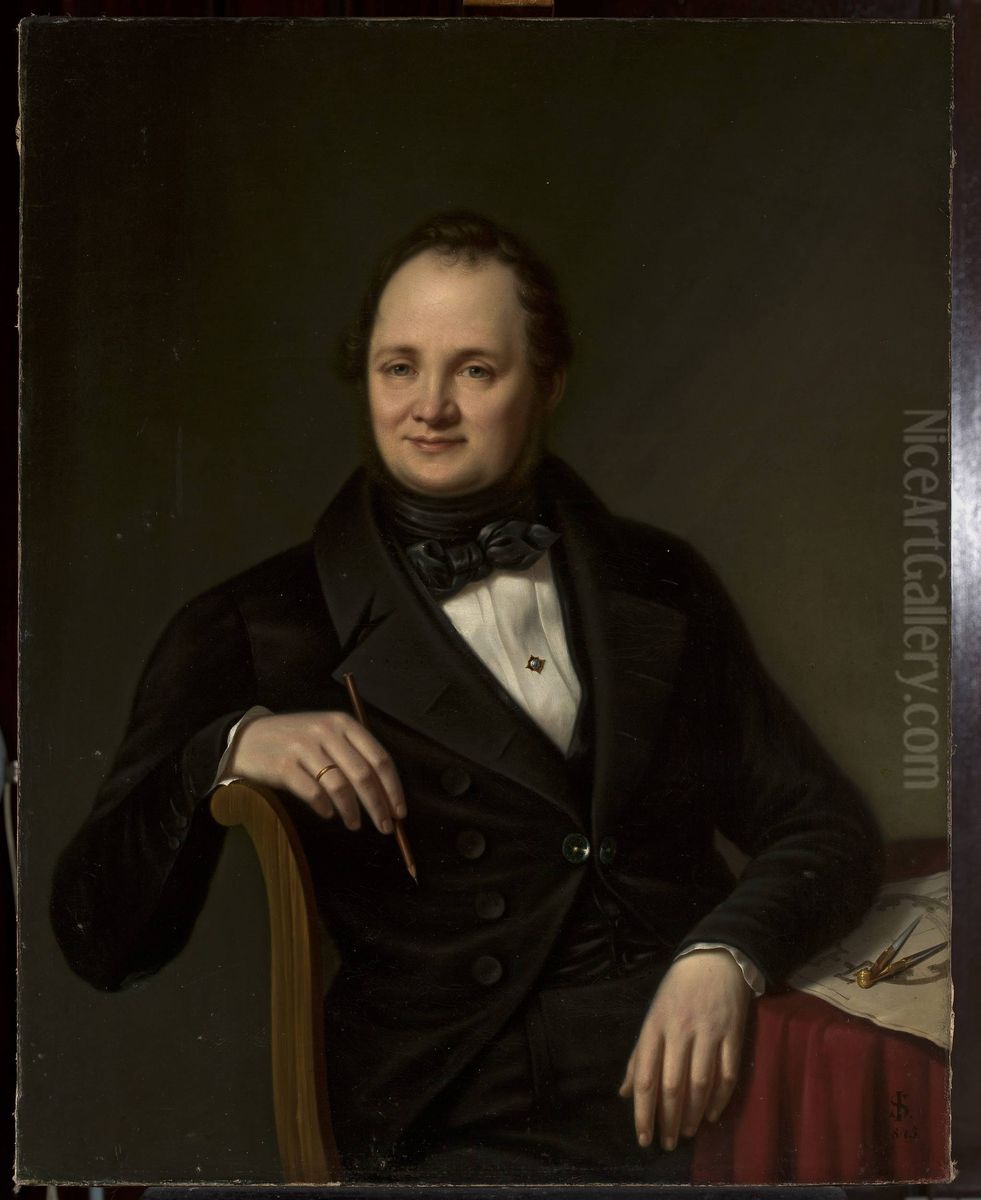 Portrait of Andrzej Golonski, architect Oil Painting by Jan Sikorski