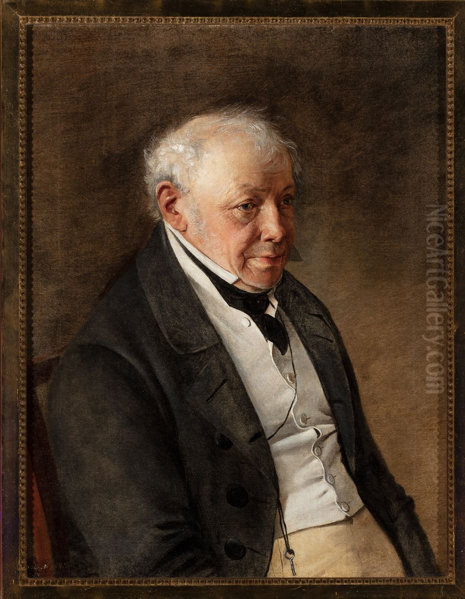 Portrait of Ksawery Bebnowski, artist's father-in-law, captain in Kosciuszko's army Oil Painting by Ivan Khrutsky