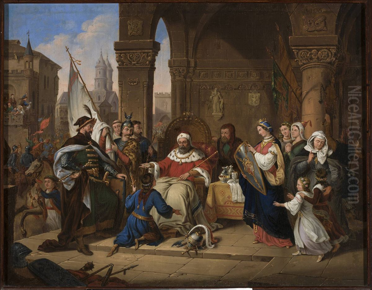 Youth of Boleslaw the Wry-Mouthed Oil Painting by Aleksander Lesser