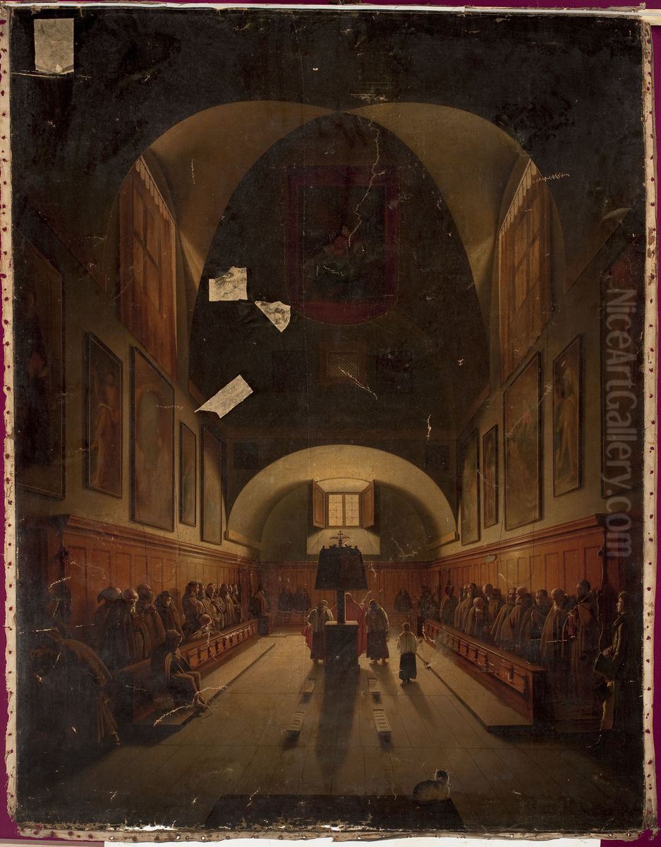 Choir in the Capuchin church in Rome Oil Painting by Francois Marius Granet