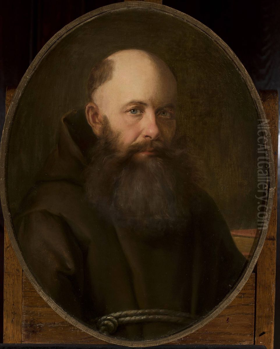 Portrait of Capuchin Beniamin Szymanski Oil Painting by Jozef Simmler