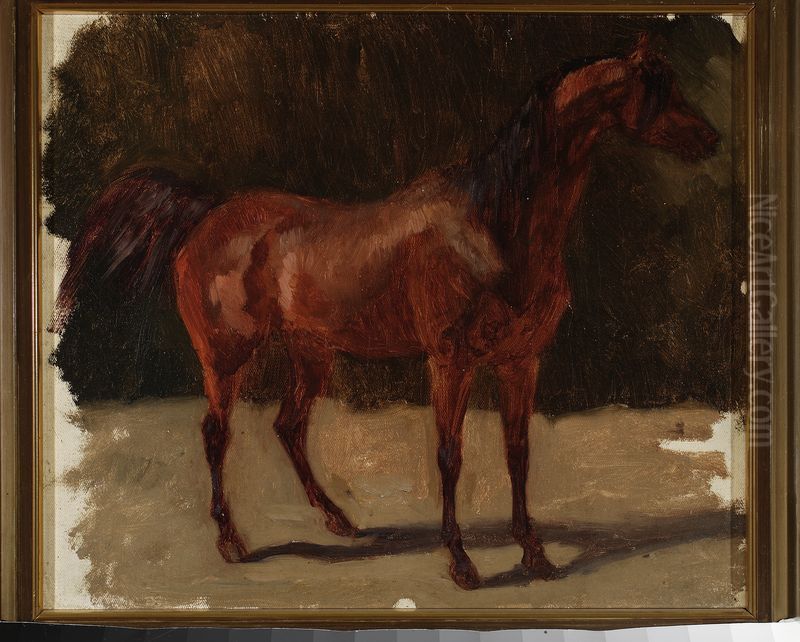Study of a horse Oil Painting by Henryk Rodakowski