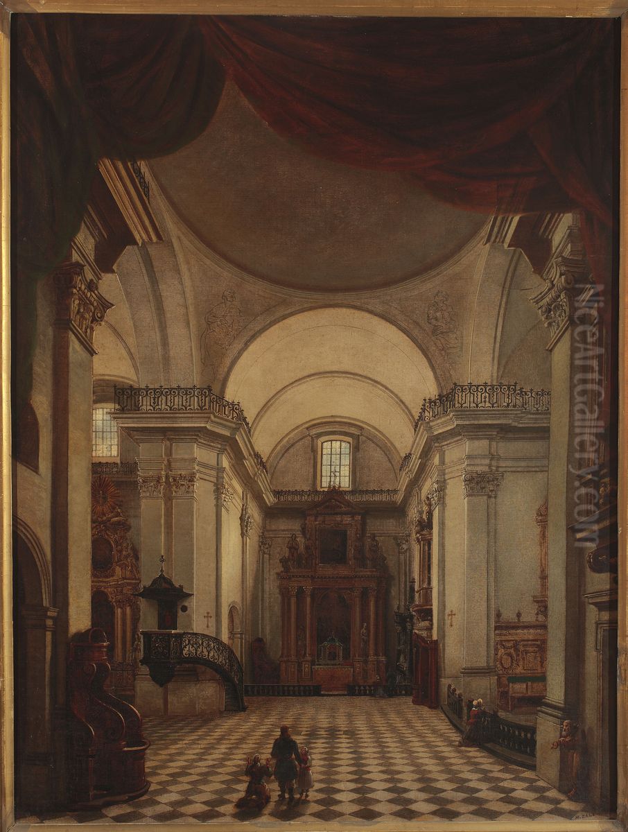 Interior of the Holy Cross Church in Warsaw Oil Painting by Marcin Zaleski
