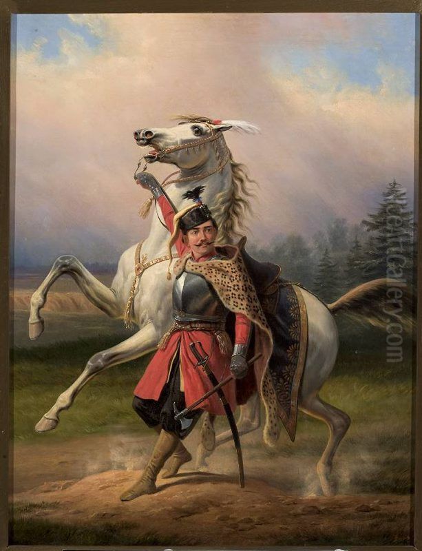 Squire of Sobieski Oil Painting by January Suchodolski