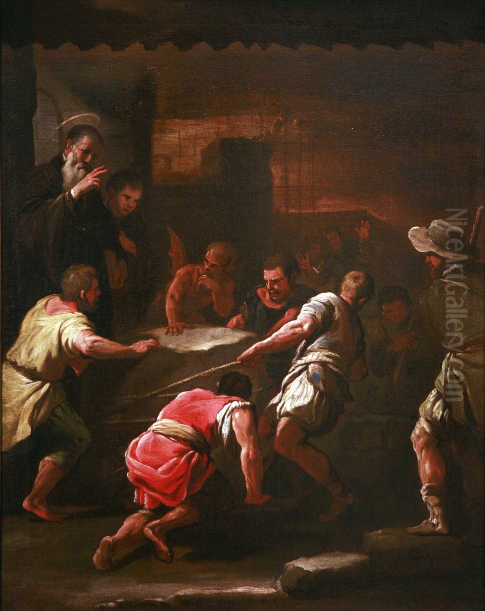 A miracle by Saint Benedict Oil Painting by Luca Giordano