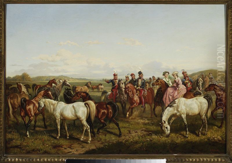 Mohort presenting his horses Oil Painting by Juliusz Kossak