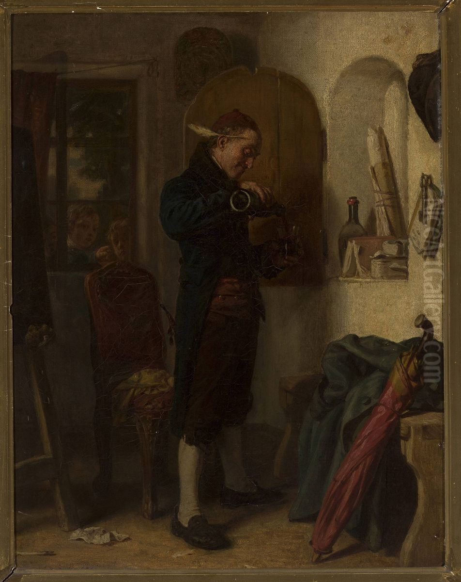 Glass of wine Oil Painting by Leopold Loeffler