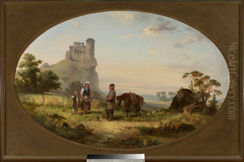 Picking mushrooms Oil Painting by Franciszek Kostrzewski