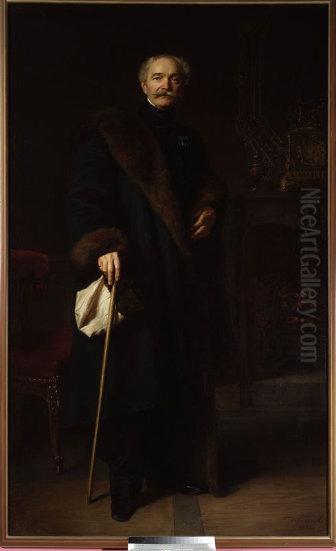 Portrait of colonel Konstanty Fiszer Oil Painting by Jozef Simmler