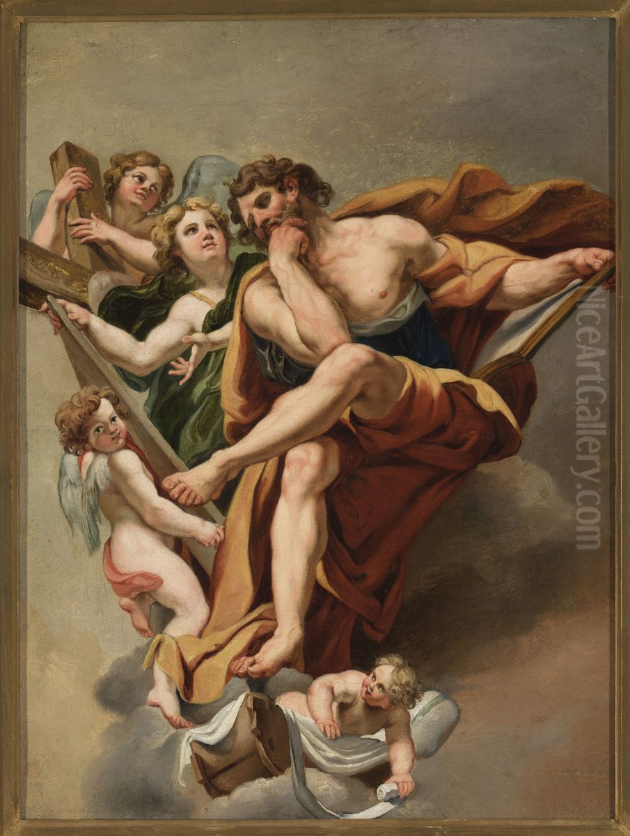 Saint Matthew and Angels Oil Painting by Rafal Hadziewicz