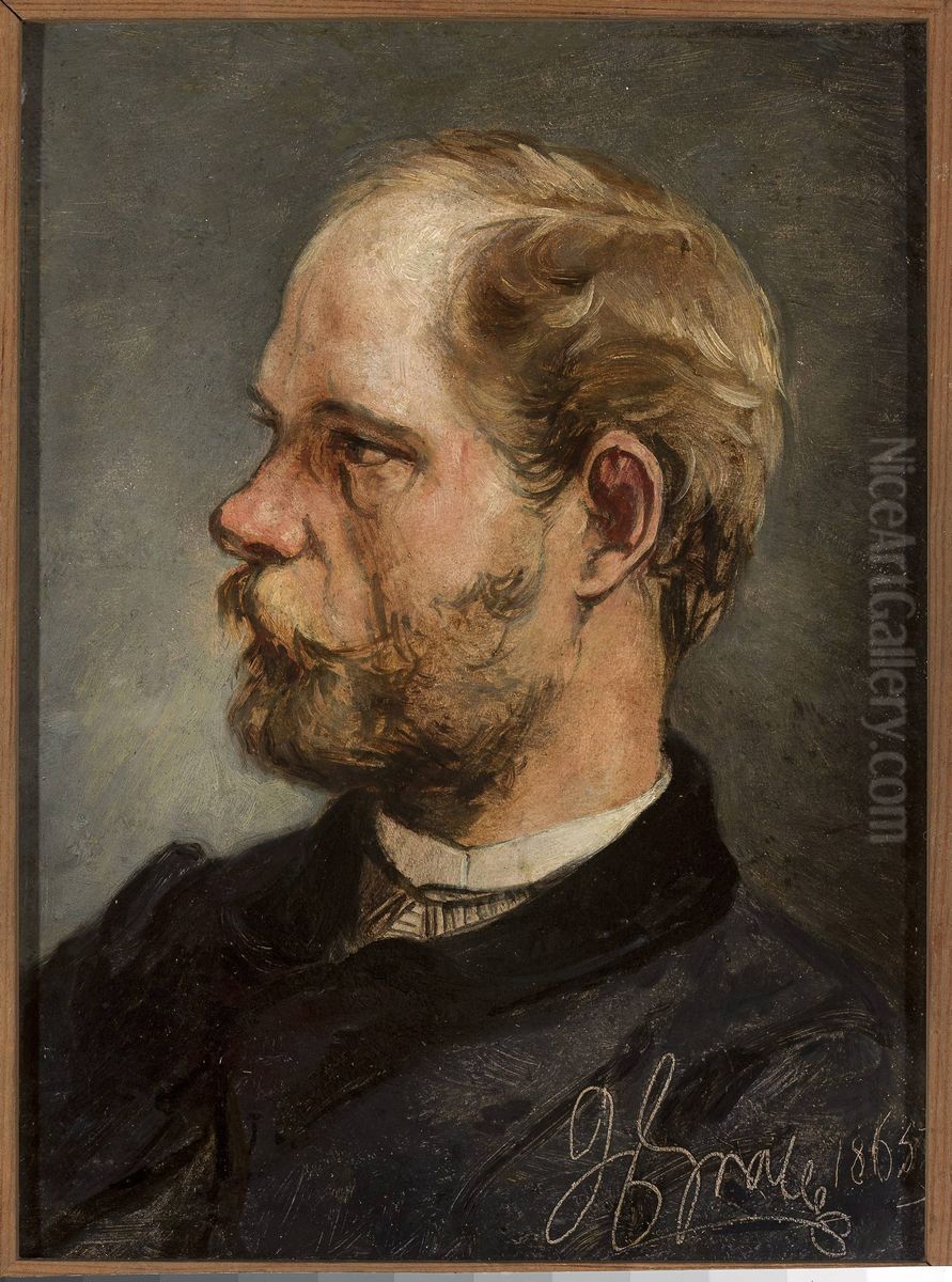 Portrait of Walery Gadomski, sculptor Oil Painting by Andrzej Grabowski