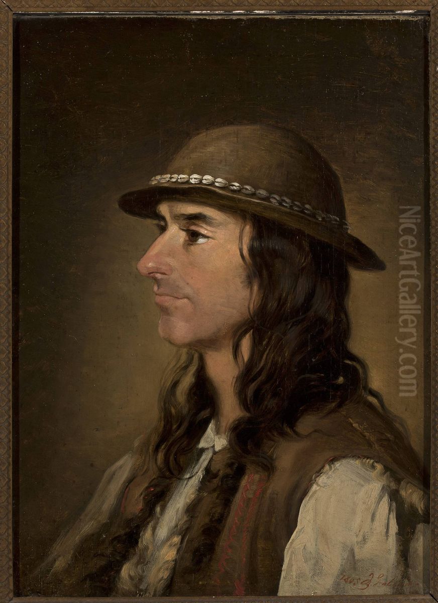 Bust of Michal Walczak-Gasienica, Highlander Oil Painting by Andrzej Grabowski