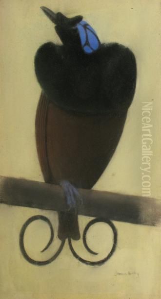 L'oiseau A La Crete Bleue Oil Painting by Simon Albert Bussy