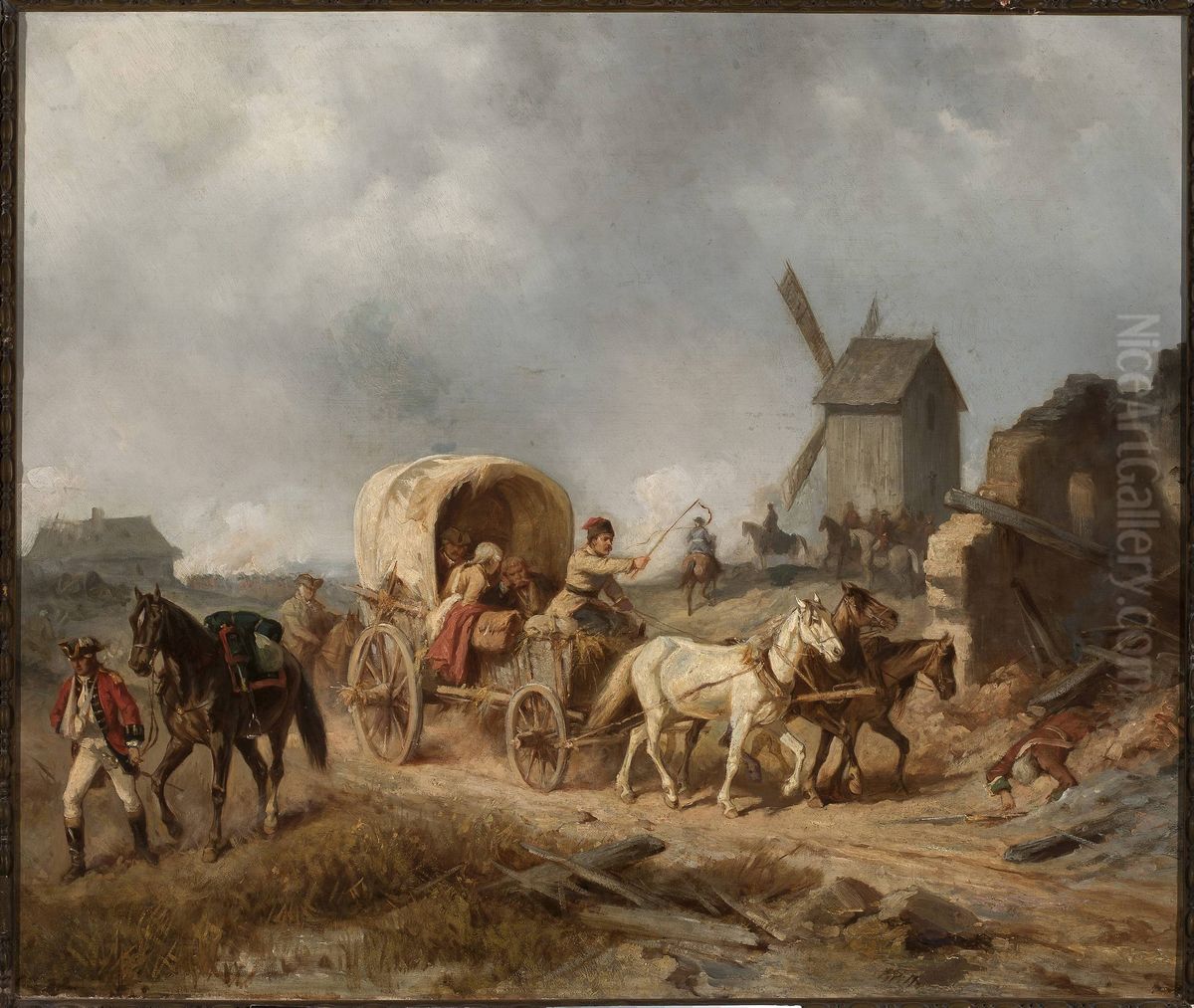 Convoy of the wounded Oil Painting by Henryk Pillati